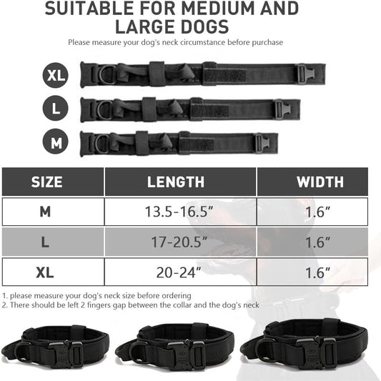 Dog collar+leash set Military-Style Tactical Nylon Collar for Large dogs