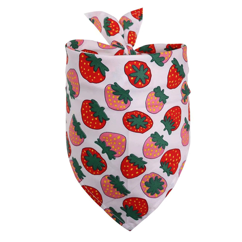 Pet Accessories Summer Pet Drool Towel Fruit Style Pet Scarf Pure Cotton Dog Triangle Scarf - Purrfect Pet Kingdom