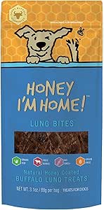Dog Treats Buffalo Lung Bites Honey 3.1 Oz 🦬