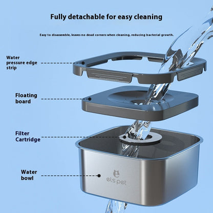 Pet Water Bowl Stainless Steel Floating Bowl Water Feeder
