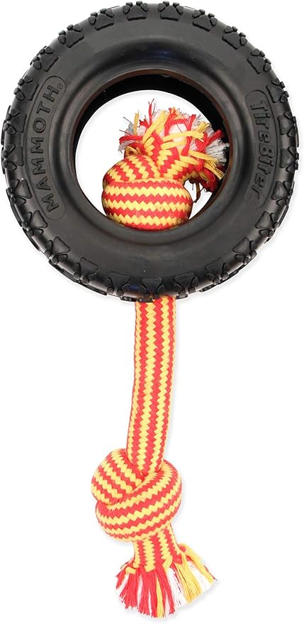 Mammoth Tire Biter ll With Rope - Rubber Dog Toys - The Family Pet
