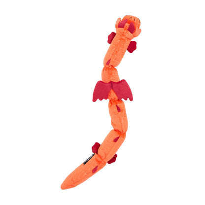 Red Zippy Dragonz Long Squeaky Plush Dog Toy