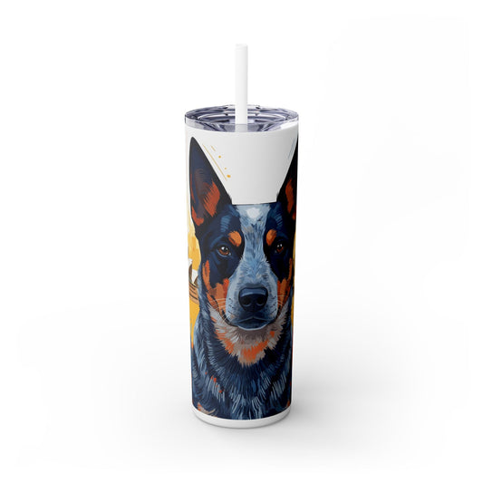 Australian Cattle Dog Skinny Tumbler with Straw, 20oz