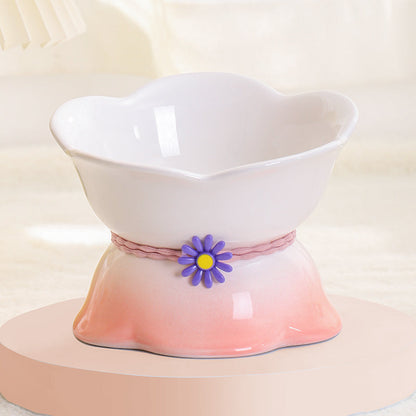 Cute Cat Bowl Ceramic Flower Gradient