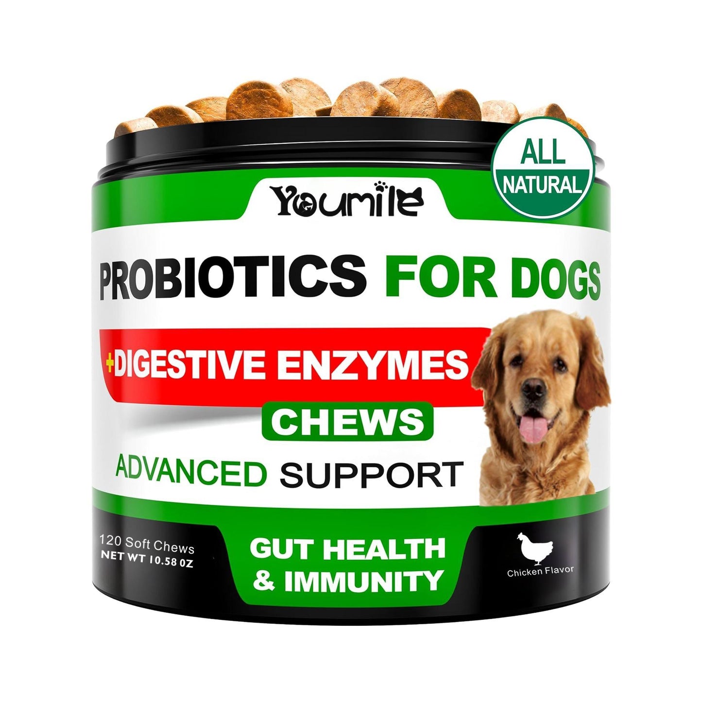 Dog Probiotics - Soft Chews for Gut & Seasonal Allergy Relief