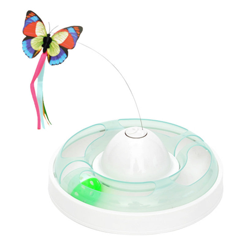 Butterfly toy funny cat stick cat turntable