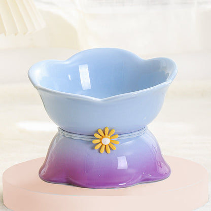 Cute Cat Bowl Ceramic Flower Gradient