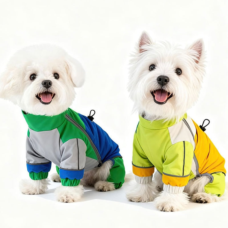 Reflective Color Block Dog Jumpsuit, Waterproof Four-legged