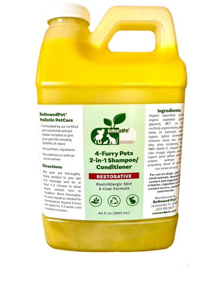 4 - FURRY PETS 2 - IN - 1 * RESTORATIVE SHAMPOO & CONDITIONER - 4 Furry Friends - ReNewedPet