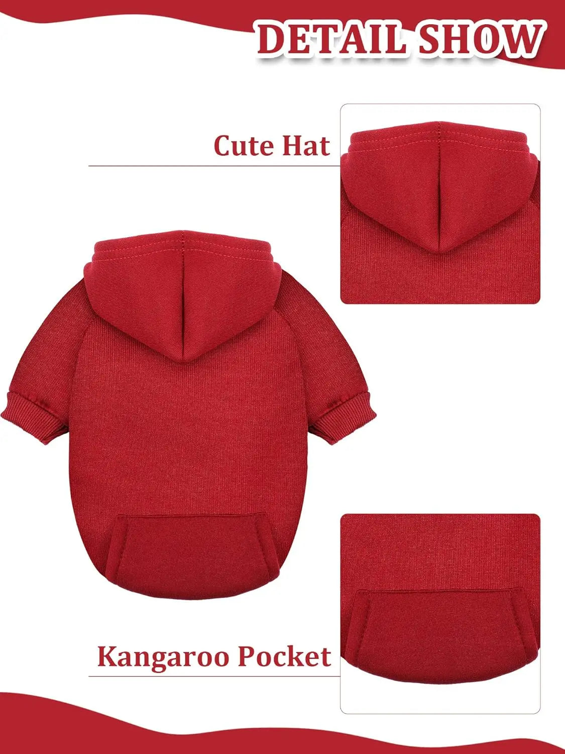 Dog Hoodies for Small Dogs, Spring Autumn Clothes Solid Color Sweatshirts with Pocket Pet Pullover Coat Puppy Cat Sport Costume