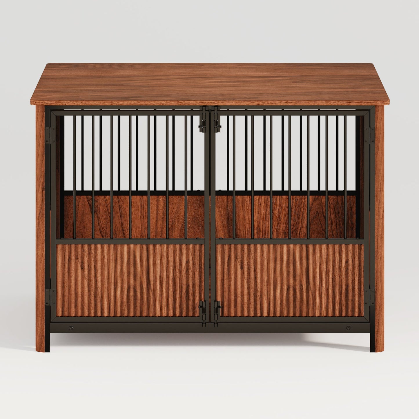 43'' Walnut Fluted Wood Furniture Style Dog Crate For Large