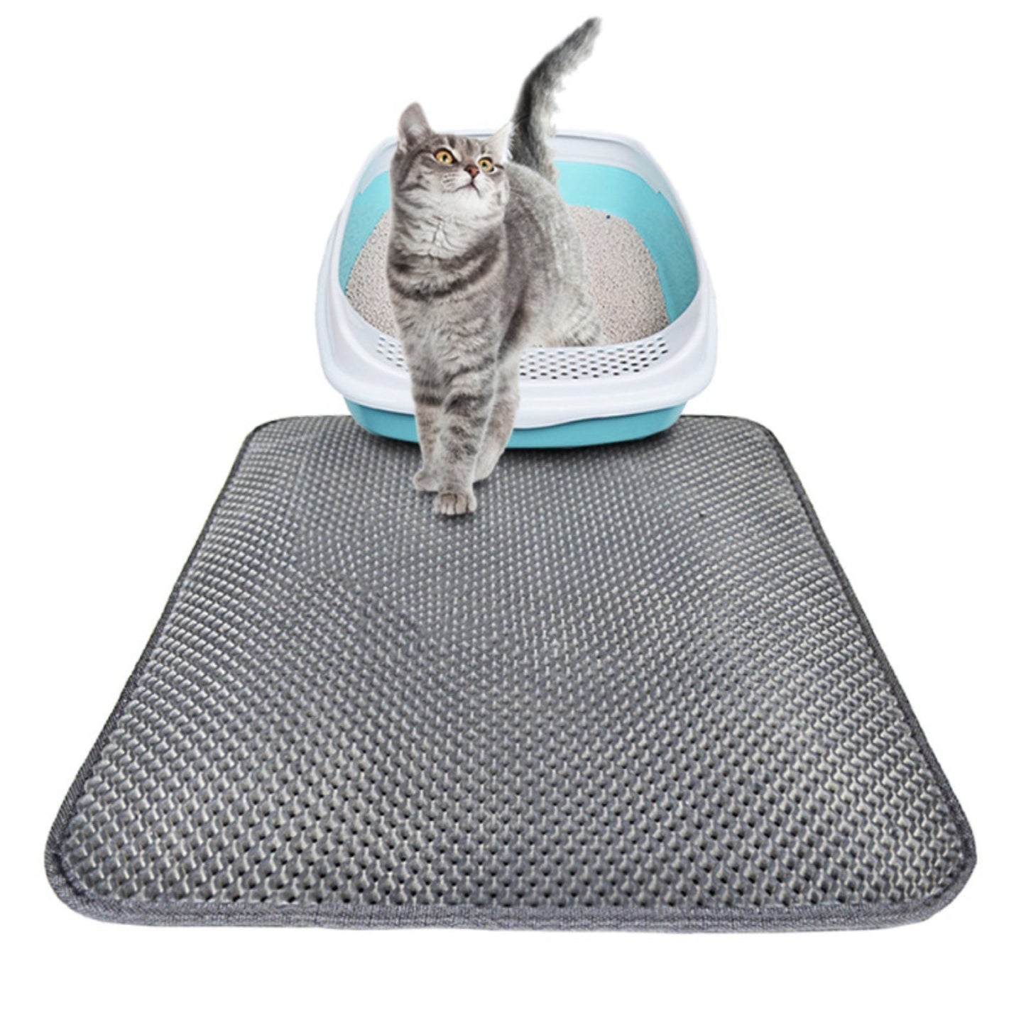 Double Layer Cat Litter Trapping Mat — Waterproof Bed Pad for Litter Box