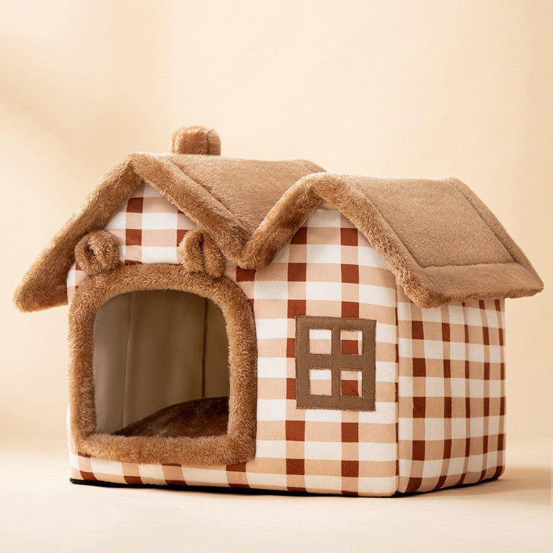 Foldable Dog House Pet Cat Bed Winter Dog Villa Sleep Kennel