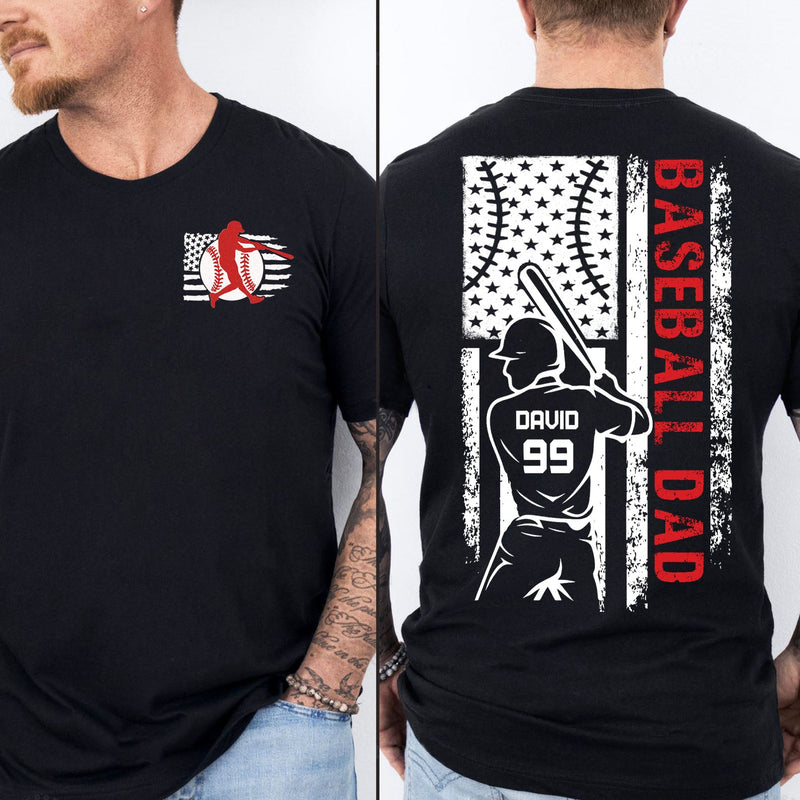 Custom Baseball Dad Shirt, Personalized Custom Name and Number TShirt, Father's Day Dark Shirt Gift, Gift for Dad, Gift for Husband 682241