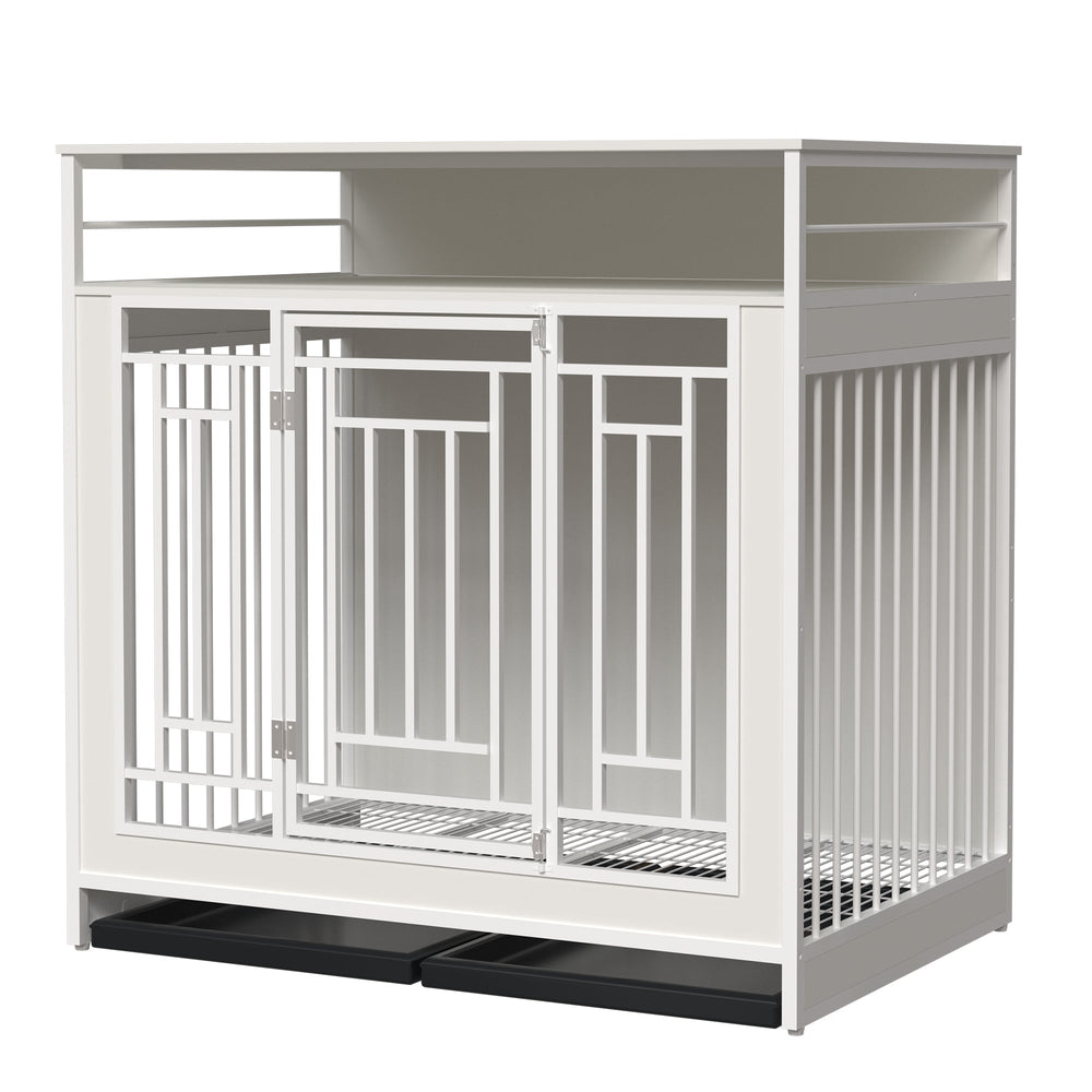 43.3 Inch Wooden Dog Crate Furniture with Divider and