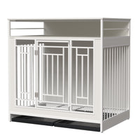 43.3 Inch Wooden Dog Crate Furniture with Divider and