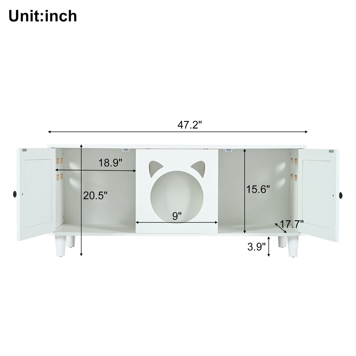 Furniture Style Cat Cabinet Cream White Cat Litter Box