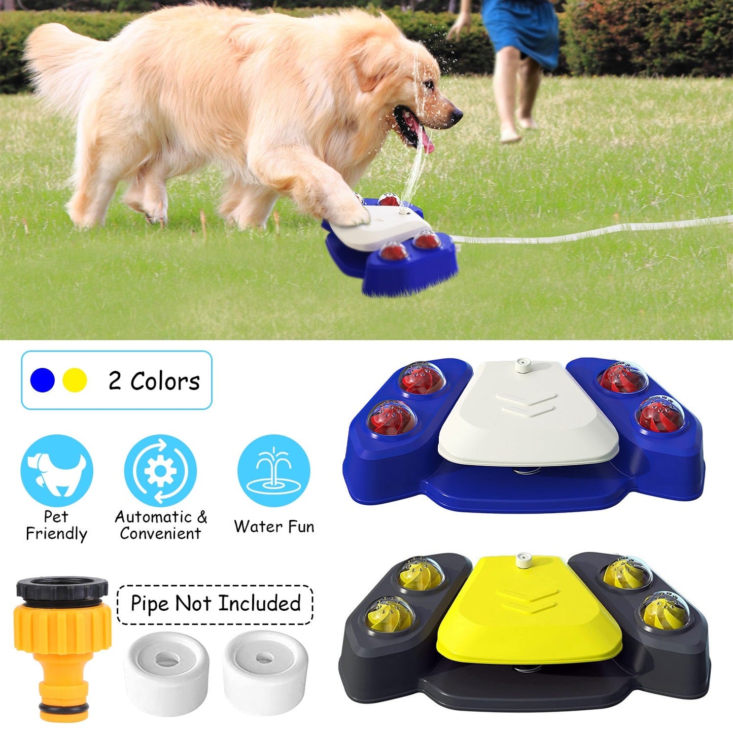 Dog Water Fountain Outdoor Step-On Activated With Shower Balls