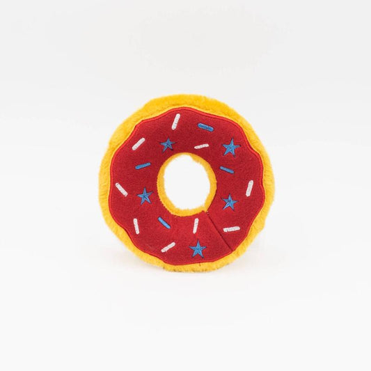 Americana Red White Blue Donutz Sprinkles Squeaky Dog Toy