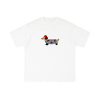 Sausage Dog Flocking Embroidery Short Sleeve T-Shirt Unisex