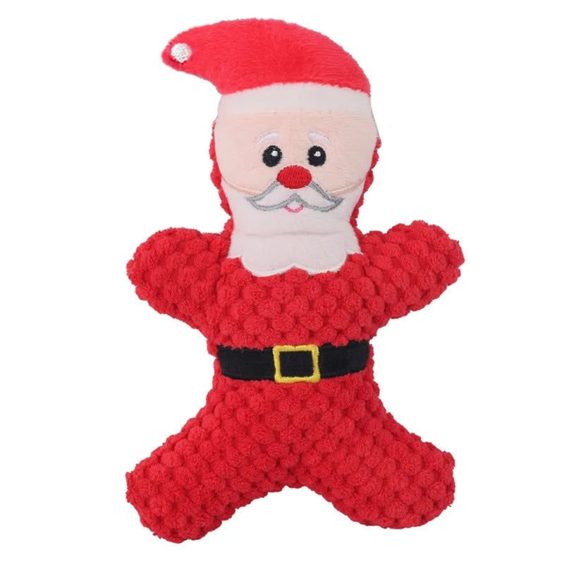 Xmas Pet Dog Plush Noise Chewing Toy Santa Elk Gingerbread Man Donut Cat Dog Christmas Series Cartoon Dog Toy Plush Squeak Toy