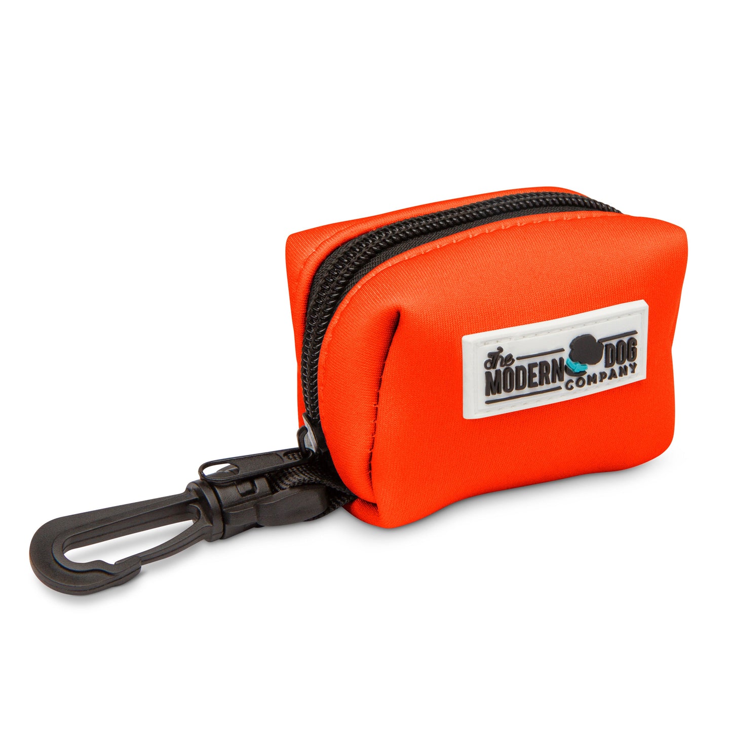 Dog Poop Bag Holder Neon Orange Neoprene Clip Leash
