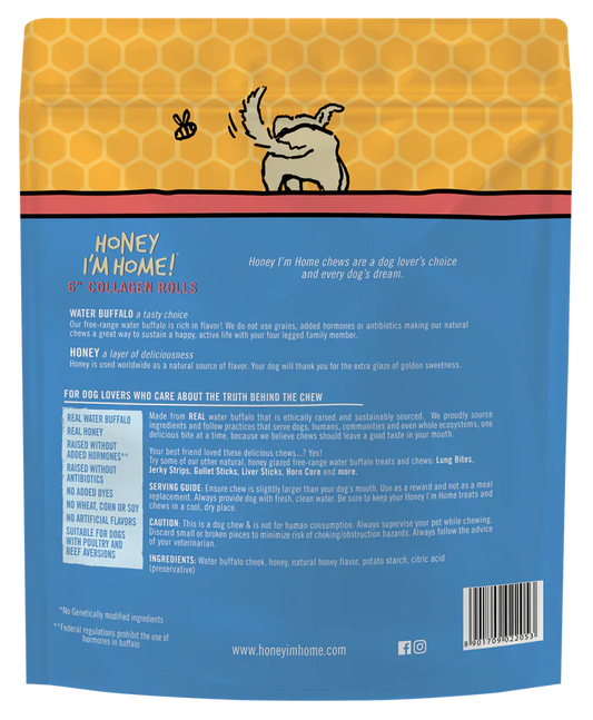 Honey Dog Buffalo Collagen Rolls 6 3Pk Dog Treats Premium - detail view