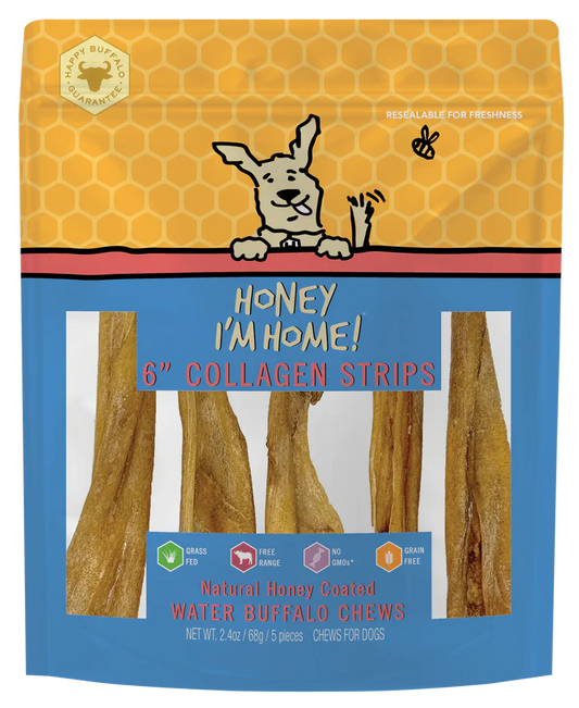 Honey Dog Buffalo Collagen Strips 6 5Pk Dog Treats Premium - main product image