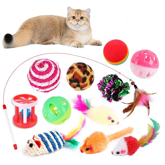Kitten Toys Variety Pack – Interactive Play Set for Curious Cats - WTN Essentials - Pack of 12 - sku - 46613364736192