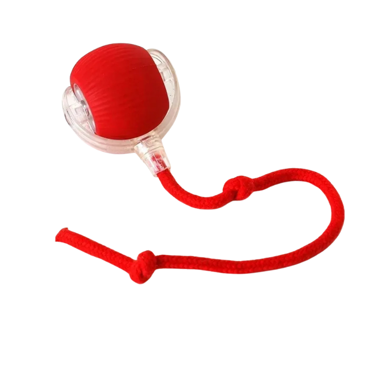 Interactive Cat Ball Toy Smart Automatic Rolling Ball for Active Indoor Cats - WTN Essentials - Red - Rope - 14:29#Red - Rope