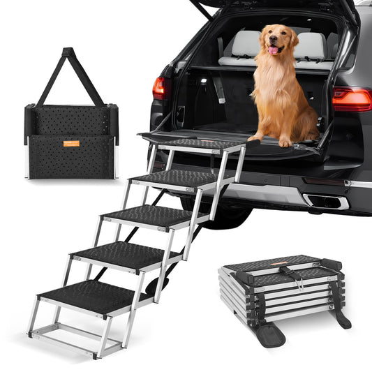 Dog Stair for Cars – 5-Step Folding Aluminum Travel Ramp