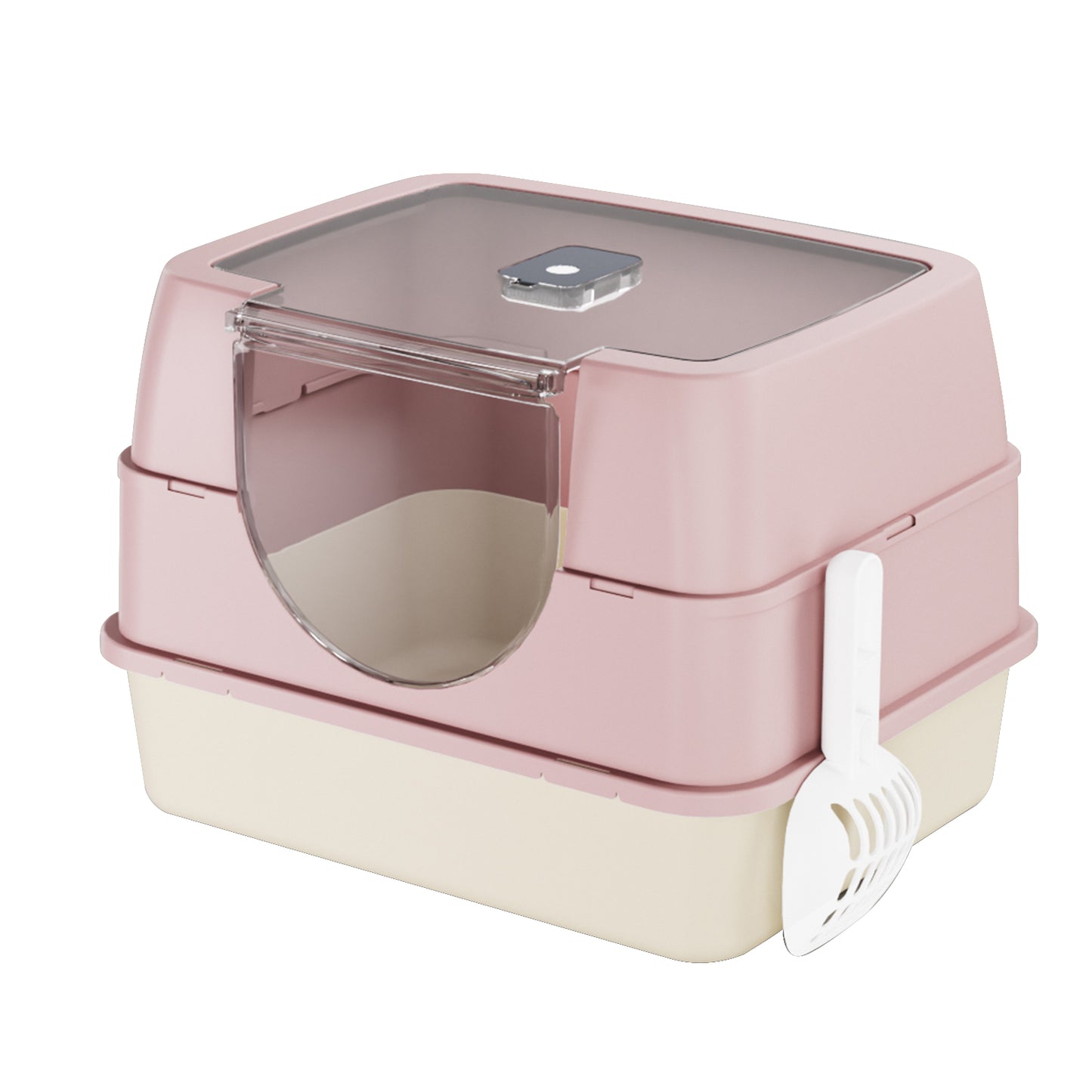 Dark Gray Top Entry Fully Enclosed Cat Litter Box, With Free
