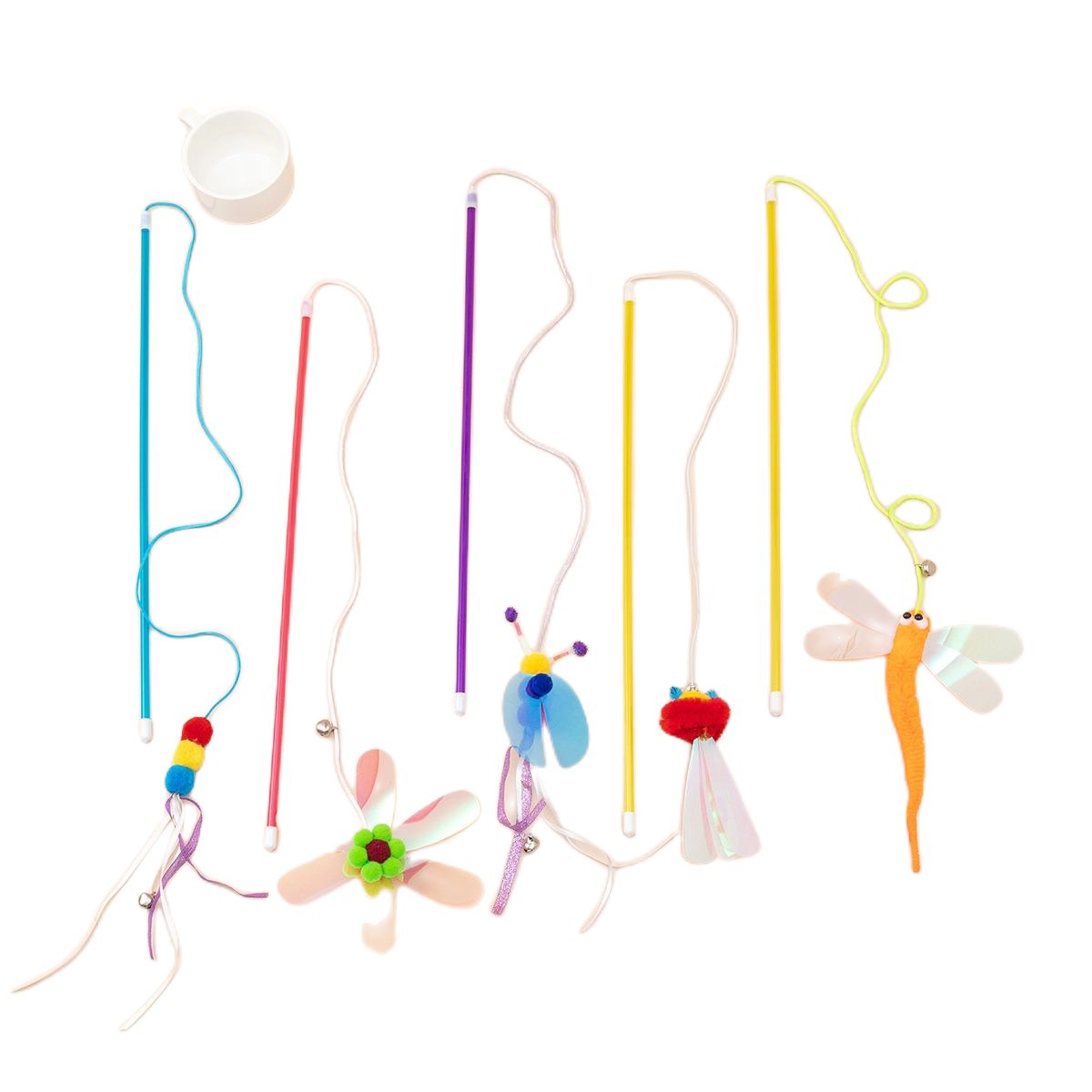 Cat Teaser Wand Toy With Shiny, Reflective Plastic Pieces