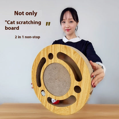 Purrfect Pet Kingdom Cat Scratch Board Round Ball Grinding Claw Toy (Wood Grain Disc) - Premium Cat Scratching