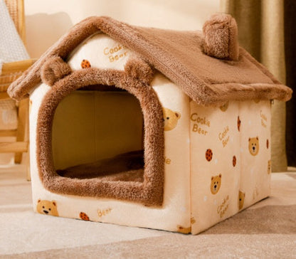 Foldable Dog House Pet Cat Bed Winter Dog Villa Sleep Kennel