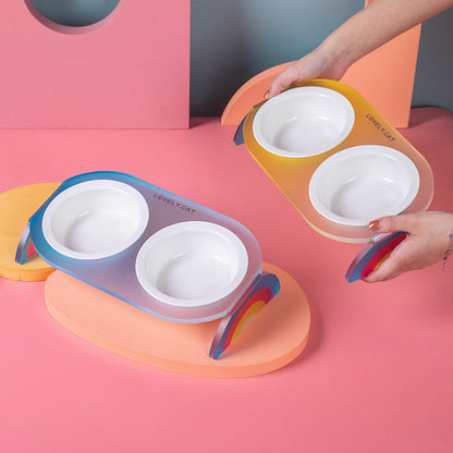 Cat Bowl Ceramic Double Bowl Water Bowl Grain Bowl High Leg