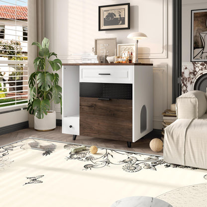 Purrfect Pet Kingdom Cat Litter Box Enclosure, Indoor Hidden Cat Litter Box Furni (Default) - Premium Cat Trees & Furniture