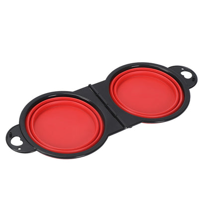 Silicone Portable Outdoor Pet Folding Out Feeder One Dog