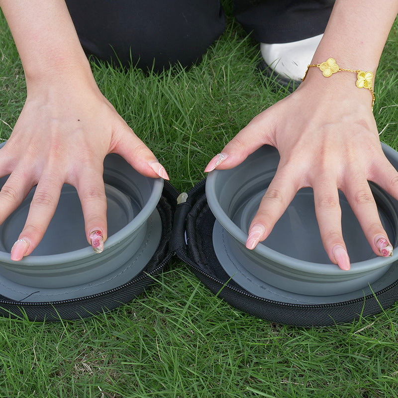 Pet Bowl Outdoor Drinking Water Feeding Folding Tableware