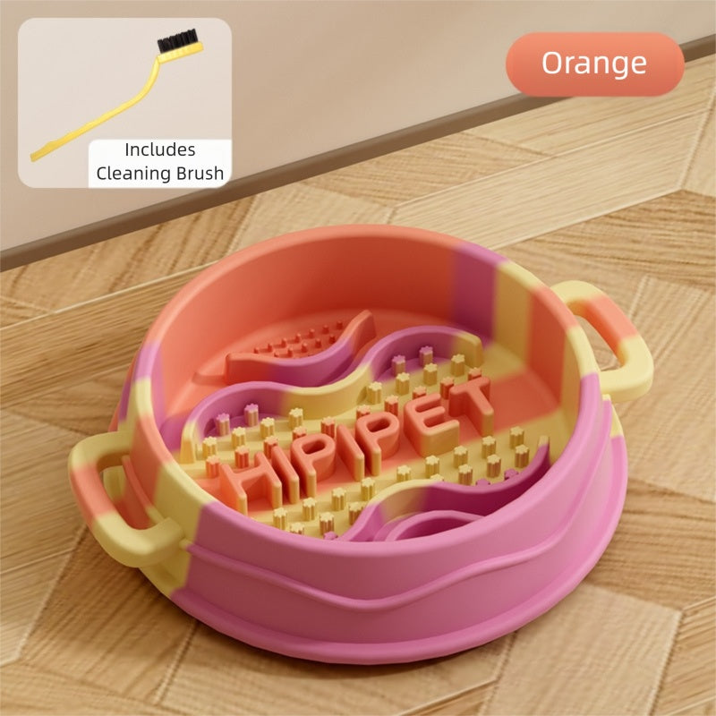 Cross-border Dog Bowl, Double-ear Handle Silicone Slow Food