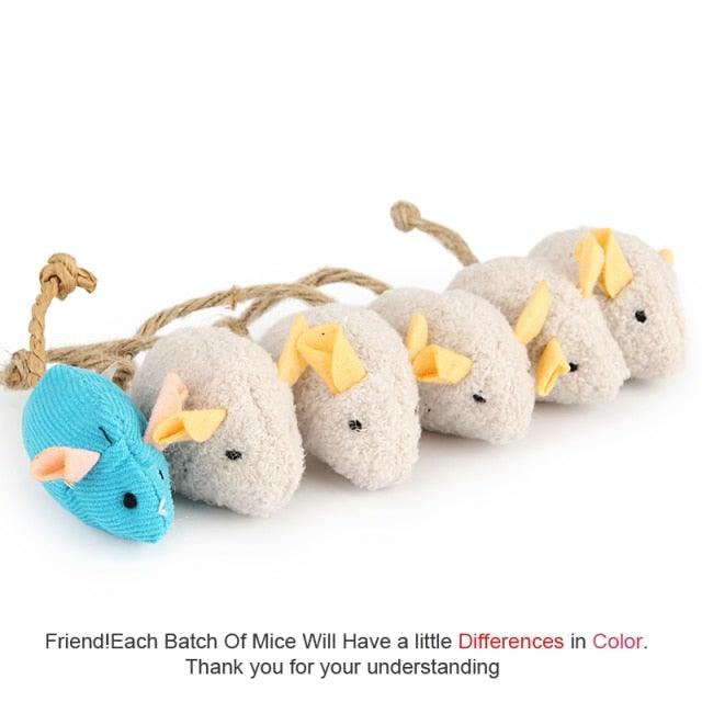Cat Toy 6-Pack Catnip Mice Plush Set