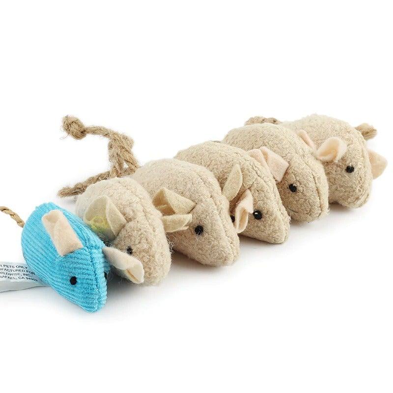 Cat Toy 6-Pack Catnip Mice Plush Set
