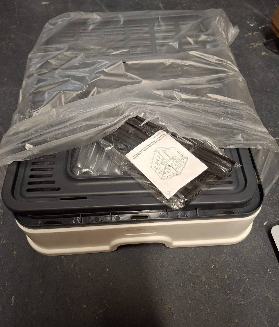 Bolux Foldable Cat Litter Box with Lid, Extra Large, Drawer Type Cat Litter Pan Easy to Scoop & Low Tracking (Dark Grey, 20" L x 16" W x 15" H)