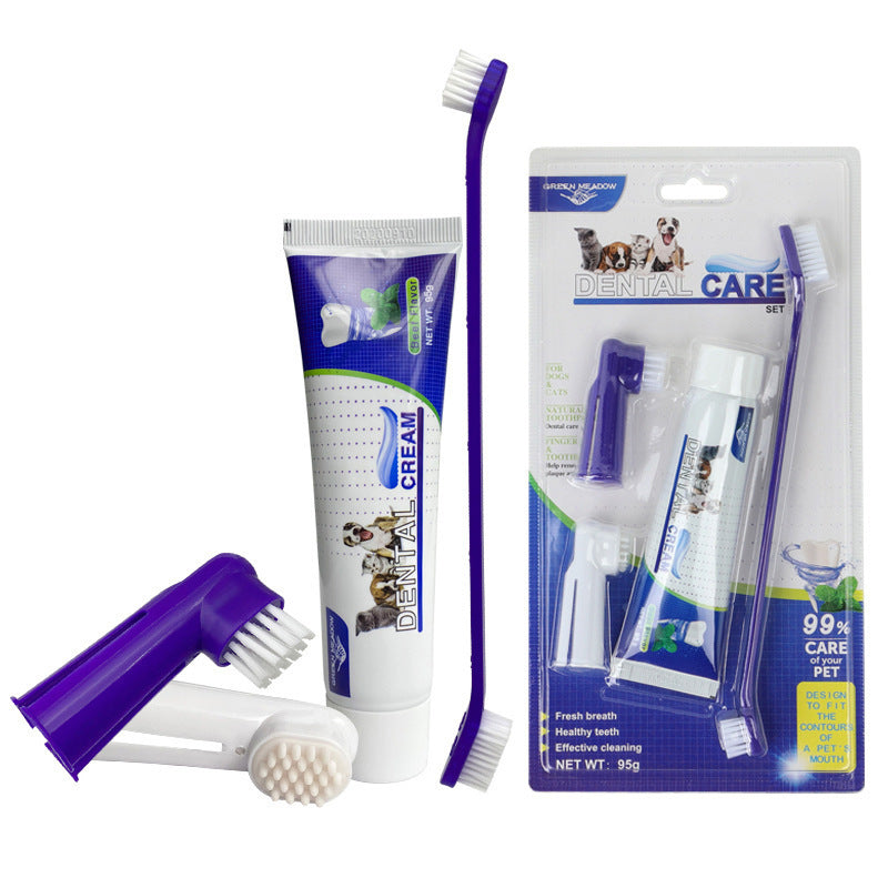 Pet Toothpaste Dog Toothbrush Cat Toothbrush Finger Toothbrush for Dogs and Cats Pet Dental Care Set - Purrfect Pet Kingdom