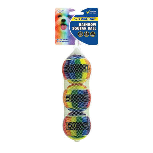 Petsport Tuff Rainbow Squeaky Balls: Premium Caliber Dog Toys