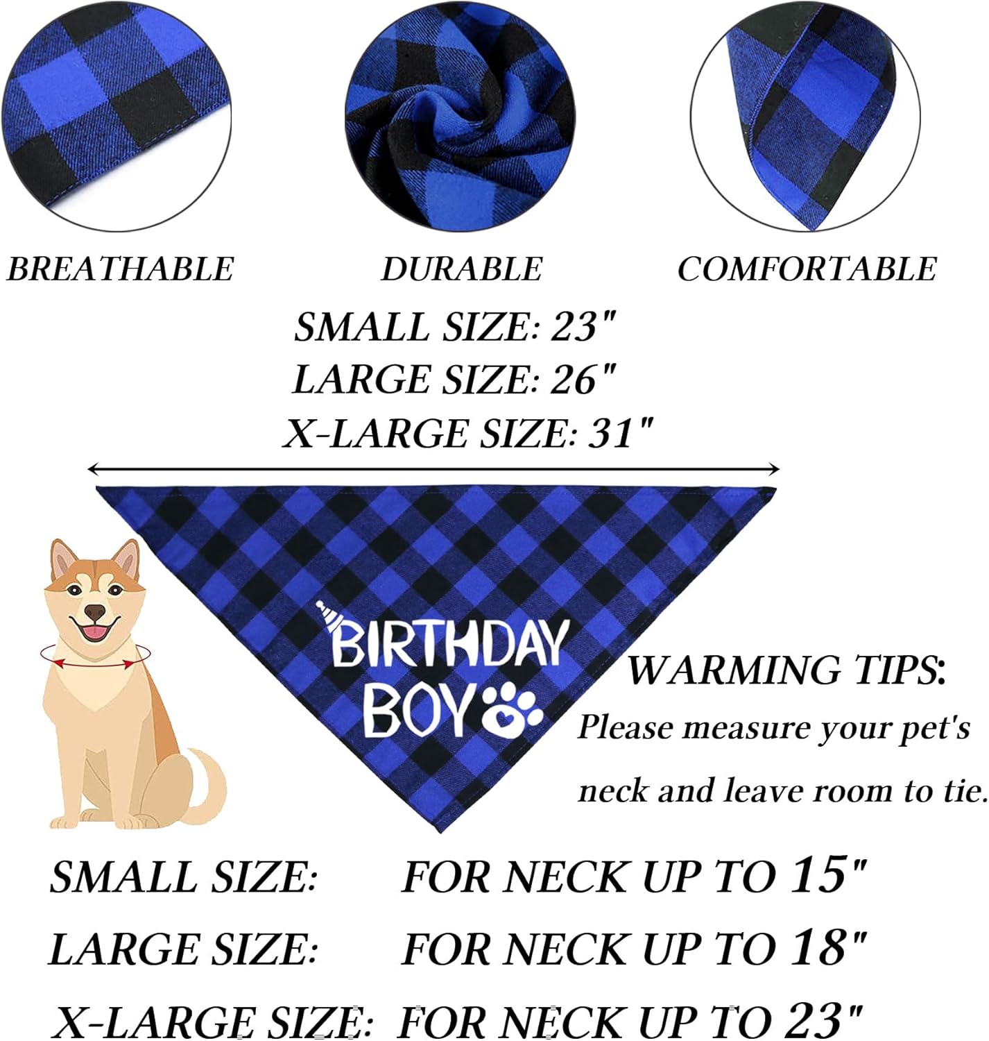 Dog Birthday Bandana Cotton Birthday Boy Scarf