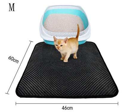 Double Layer Cat Litter Trapping Mat — Waterproof Bed Pad for Litter Box