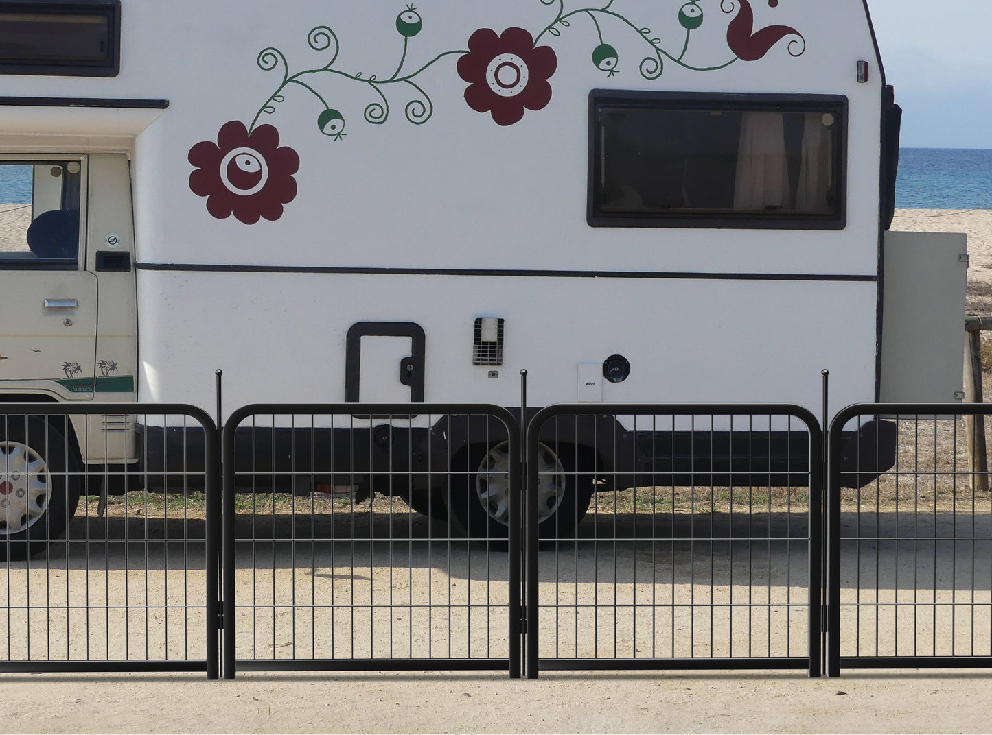 8-panel dog fence, 24 inch small dog pet fence, portable indoor pet game fence. Black, 22.2 inches wide x 23.6 inches high. - Purrfect Pet Kingdom