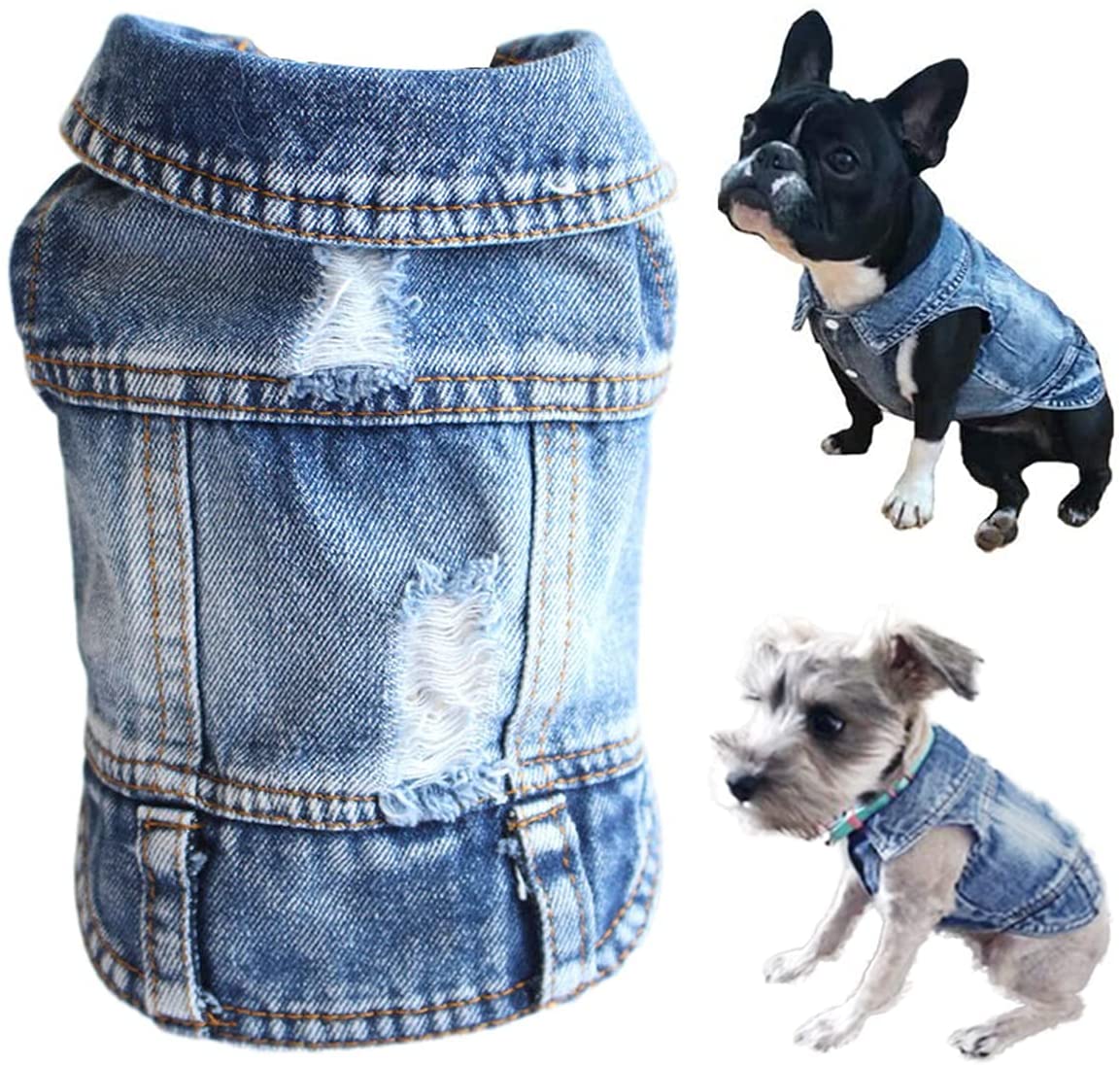 Pet Dog Cat Blue Denim Jeans Jacket Coat Vest - Purrfect Pet Kingdom