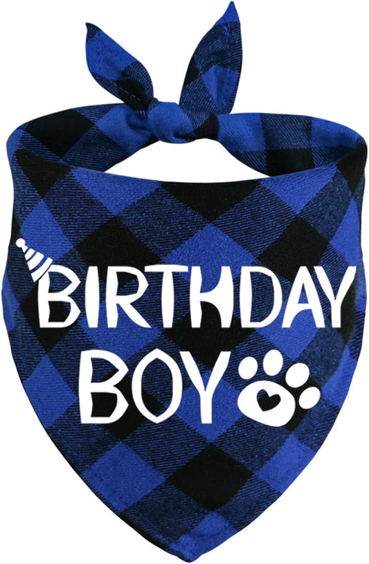 Dog Birthday Bandana Cotton Birthday Boy Scarf